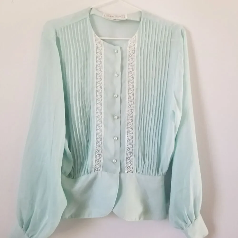Vintage Michelle Stuart Lace Peplum Blouse (see measurements) - Picture 7 of 10